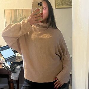Babaton Cowl Neck Sweater in Tan
